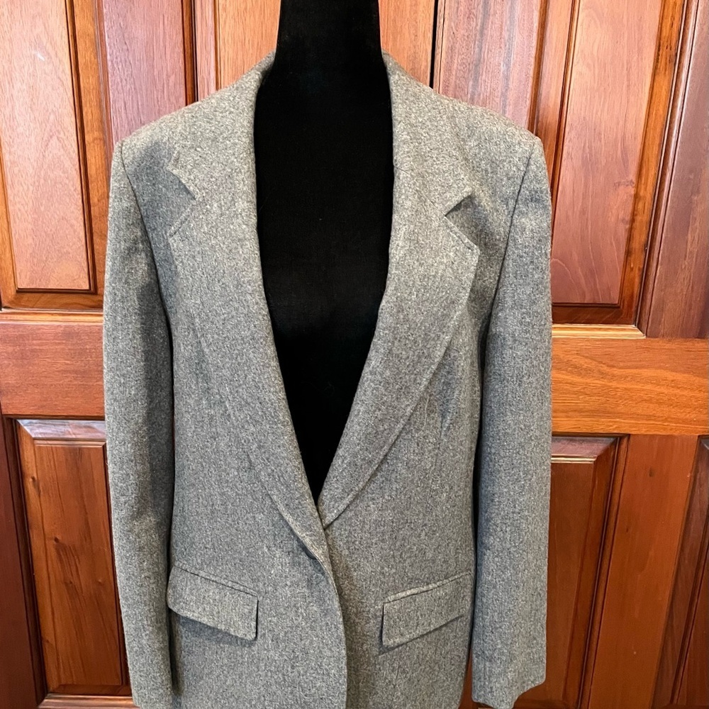 Vintage Pendleton 100% Virgin Wool Gray Blazer Jacket Women Sz 14 - Picture 2 of 9